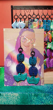 Load image into Gallery viewer, Blue sky &amp; tulips glitter handmade earrings polymer clay
