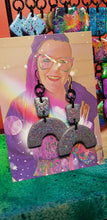 Load image into Gallery viewer, SALE $10!!!! Silver glam glitter handmade earrings polymer clay
