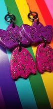 Load image into Gallery viewer, Tulips glitter handmade earrings polymer clay
