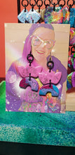 Load image into Gallery viewer, Pink crowns &amp; rainbows glitter handmade earrings polymer clay
