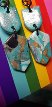 Load image into Gallery viewer, Ocean dreams glitter handmade earrings polymer clay
