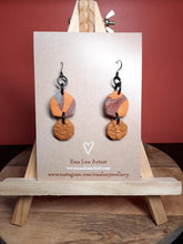 Load image into Gallery viewer, Orange bird dangle handmade earrings polymer clay earthy
