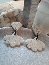 Load image into Gallery viewer, Howlite flower stud handmade earrings polymer clay earthy
