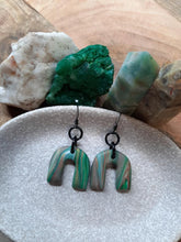Load image into Gallery viewer, Mint slice dangle handmade earrings polymer clay earthy
