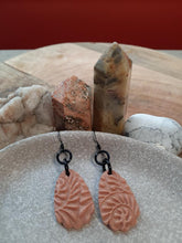Load image into Gallery viewer, Pink amethyst dangle handmade earrings polymer clay earthy
