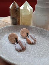 Load image into Gallery viewer, Toffee stud handmade earrings polymer clay earthy
