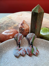 Load image into Gallery viewer, Pine ridge stud handmade earrings polymer clay earthy
