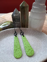 Load image into Gallery viewer, Green dream dangle handmade earrings polymer clay earthy
