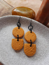 Load image into Gallery viewer, Spiced butternut dangle handmade earrings polymer clay earthy

