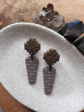 Load image into Gallery viewer, Umber stud handmade earrings polymer clay earthy
