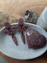 Load image into Gallery viewer, Red wine stud handmade earrings polymer clay earthy
