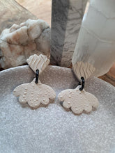 Load image into Gallery viewer, Howlite flower stud handmade earrings polymer clay earthy
