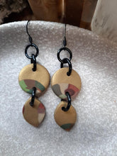Load image into Gallery viewer, Gold rain drops dangle handmade earrings polymer clay earthy
