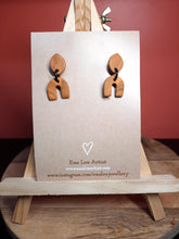 Load image into Gallery viewer, Rusty rainbow stud handmade earrings polymer clay earthy
