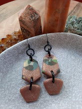 Load image into Gallery viewer, Nutmeg dangle handmade earrings polymer clay earthy
