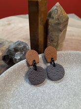 Load image into Gallery viewer, Grey sky stud handmade earrings polymer clay earthy
