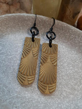 Load image into Gallery viewer, Pyrite dangle handmade earrings polymer clay earthy
