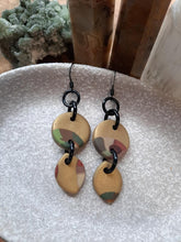 Load image into Gallery viewer, Gold rain drops dangle handmade earrings polymer clay earthy
