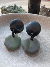 Load image into Gallery viewer, Sage stud handmade earrings polymer clay earthy
