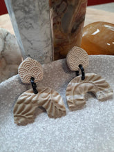 Load image into Gallery viewer, Paisley rainbow stud handmade earrings polymer clay earthy
