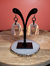 Load image into Gallery viewer, Pumpkin spice rainbow dangle handmade earrings polymer clay earthy

