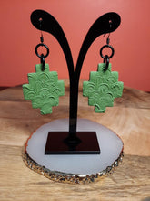 Load image into Gallery viewer, Irish stone green dangle handmade earrings polymer clay earthy
