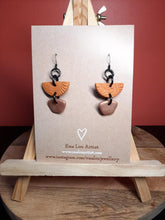 Load image into Gallery viewer, Orange embers dangle handmade earrings polymer clay earthy
