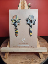 Load image into Gallery viewer, Tie dye gum nut stud handmade earrings polymer clay earthy
