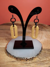 Load image into Gallery viewer, Golden ovals dangle handmade earrings polymer clay earthy
