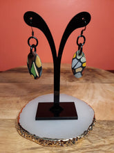 Load image into Gallery viewer, Oval leadlight dangle handmade earrings polymer clay earthy

