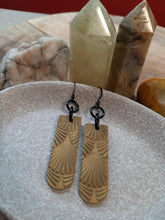 Load image into Gallery viewer, Pyrite dangle handmade earrings polymer clay earthy

