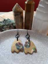 Load image into Gallery viewer, Gold tulips dangle handmade earrings polymer clay earthy
