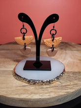 Load image into Gallery viewer, Orange embers dangle handmade earrings polymer clay earthy
