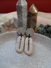 Load image into Gallery viewer, Linen stud handmade earrings polymer clay earthy

