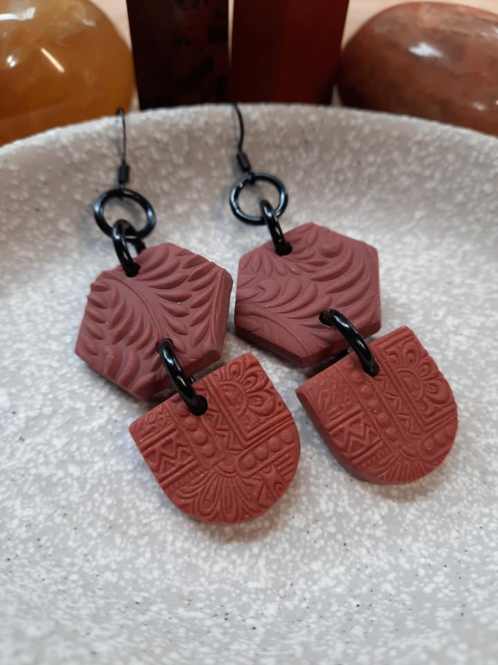 Fragrant cloves dangle handmade earrings polymer clay earthy