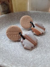 Load image into Gallery viewer, Toffee stud handmade earrings polymer clay earthy

