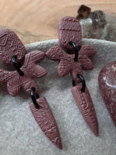 Load image into Gallery viewer, Red wine stud handmade earrings polymer clay earthy
