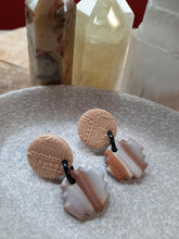 Load image into Gallery viewer, Toffee stud handmade earrings polymer clay earthy
