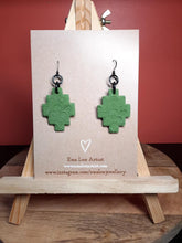 Load image into Gallery viewer, Irish stone green dangle handmade earrings polymer clay earthy
