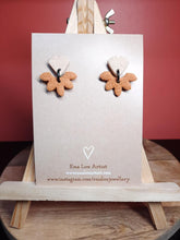 Load image into Gallery viewer, Terracotta flower handmade earrings polymer clay earthy
