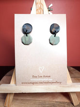 Load image into Gallery viewer, Sage stud handmade earrings polymer clay earthy
