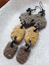 Load image into Gallery viewer, Wrenwood dangle handmade earrings polymer clay earthy
