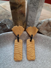 Load image into Gallery viewer, Sunflower gold stud handmade earrings polymer clay earthy
