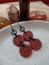 Load image into Gallery viewer, Red earth dangle handmade earrings polymer clay earthy
