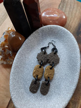 Load image into Gallery viewer, Wrenwood dangle handmade earrings polymer clay earthy
