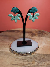 Load image into Gallery viewer, Emerald lotus stud handmade earrings polymer clay earthy
