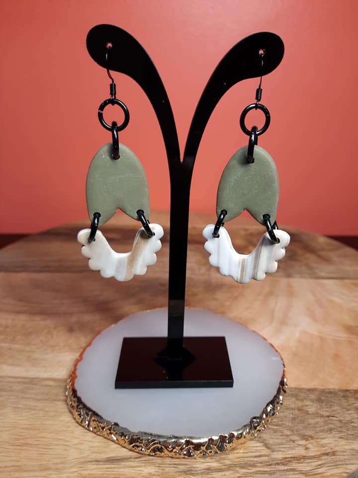 Glacier sand dangle handmade earrings polymer clay earthy