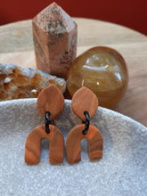 Load image into Gallery viewer, Rusty rainbow stud handmade earrings polymer clay earthy

