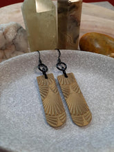 Load image into Gallery viewer, Pyrite dangle handmade earrings polymer clay earthy
