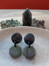 Load image into Gallery viewer, Sage stud handmade earrings polymer clay earthy
